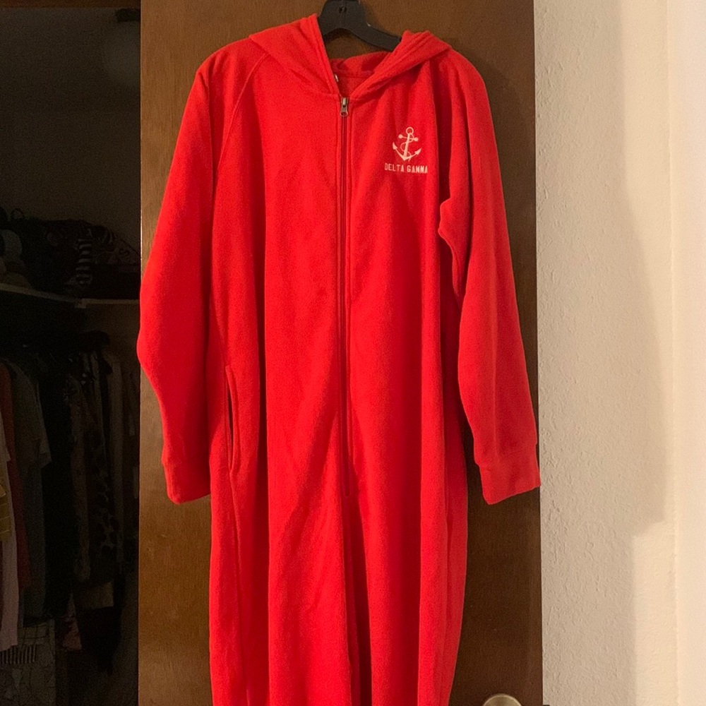 Delta Gamma adult unisex onesie with hoodie